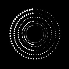 Halftone dots in circle form. round logo . vector dotted frame . design element