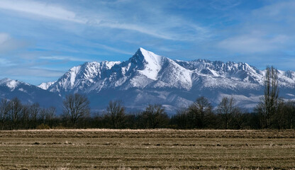 Fototapeta na wymiar landscape with High Tatras peak in Slovakia