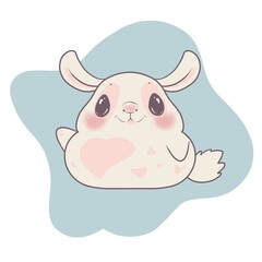 Illustration of cute chinchilla, fluffy rodent cartoon character isolated on white background 