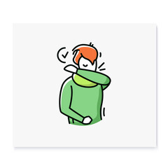Right way to cough and sneeze color icon.Cover your mouth and nose when you sneeze.Virus protection.Isolated vector illustration