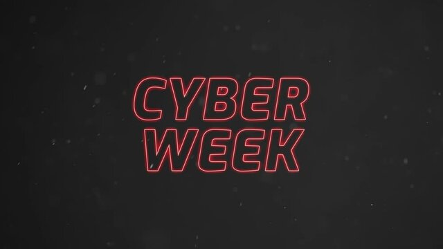 Cyber week sale glowing light banner with particles