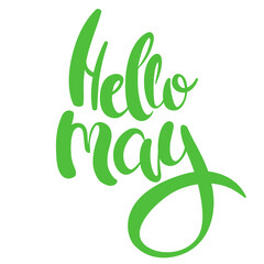 Hello May hand drawn calligraphy. Lettering in flat style. © KurArt