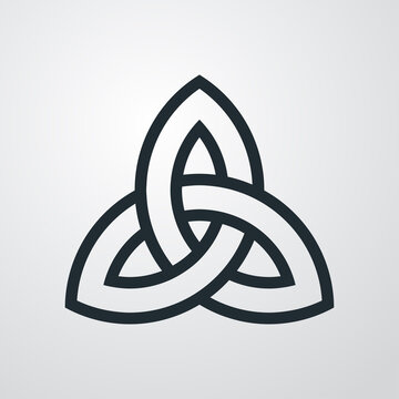 Símbolo celta triquetra. Logotipo con lineas en fondo gris