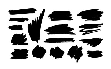 Paint drawing set of smear black and white. Hand drawn abstract illustration grunge elements. Vector abstract objects for design use