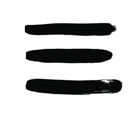 Paint drawing set of black smear on white background. Hand drawn abstract illustration grunge elements. Vector abstract objects for design