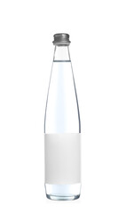 Glass bottle with soda water isolated on white