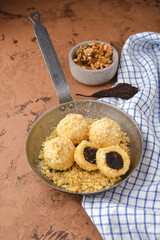 Dumplings with dried pears and nuts