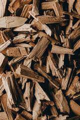 Textura de madera gourmet. Astillas de madera. Wood Chips.  Madera para ahumar. Madera para cocinar. Astillas de madera aromáticas.