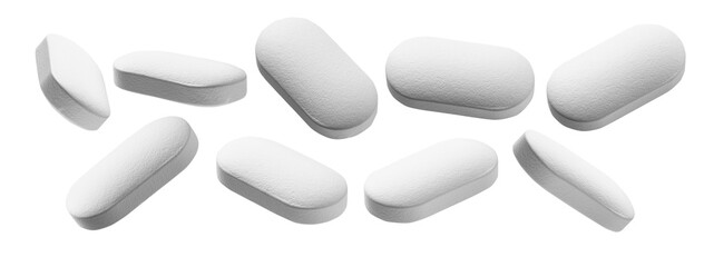 A set of white tablets. Isolated on a white background