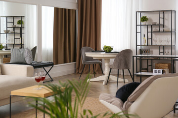 Stylish living room interior with comfortable furniture