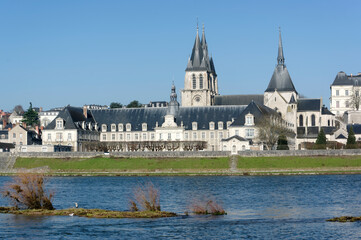 Saint-Laumer abbey on the Loire river bank in Blois city