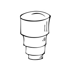 Interchangeable lens for professional photography, large. Doodle vector illustration, simple cartoon line art.