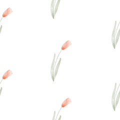 Watercolor seamless pattern with cute flowers