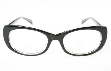 Eyeglasses with black rim on white background