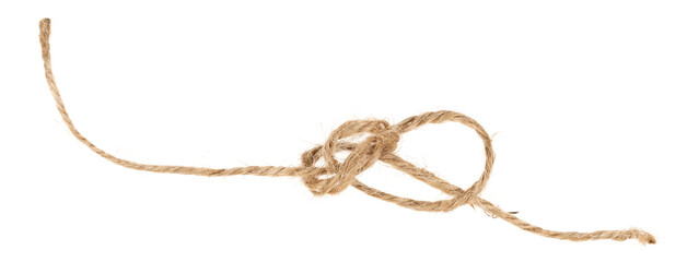 Piece of brown twine isolated on white background. rope