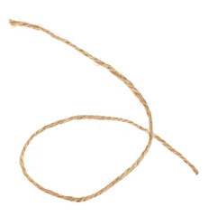 Piece of brown twine isolated on white background. rope