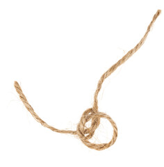 Piece of brown twine isolated on white background. rope