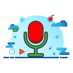voice recorder illustration. Flat vector icon. can use for, icon design element,ui, web, mobile app.