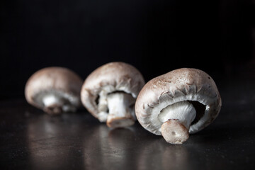 Three mushrooms in a row