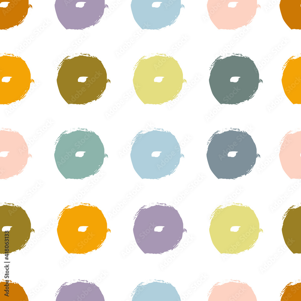 Poster painted circles background. acrylic paint or ink rounded hand painted brush strokes. vector seamless