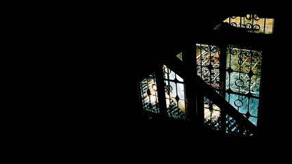 Old window light through top angle 