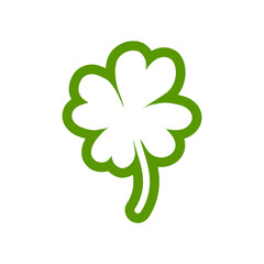 Shabby hand drawn shamrock icon isolated on white. Irish clover leaf