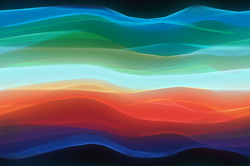 Abstract seamless pattern with waves of neon energy in bright colors on a dark background