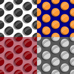set of seamless patterns with cricket balls. Team sports, active lifestyle. Ornament for decoration and printing on fabric. Design element. Vector