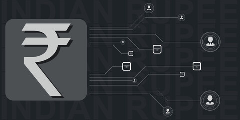 Rupee currency . 2D rendering illustration
