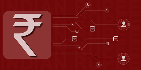 Rupee currency . 2D rendering illustration
