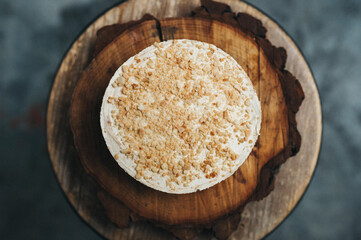 Postre gourmet artesanal. Delicioso dulce. Postre natural hecho a mano. Repostería tradicional. Tarta.