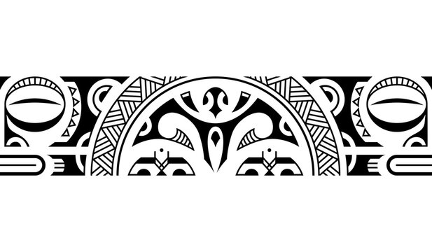 Maori polynesian tattoo bracelet. Tribal sleeve seamless pattern vector.  Samoan border tattoo design fore arm or foot. Armband tattoo tribal. band  fabric seamless ornament isolated on white background Stock Vector | Adobe