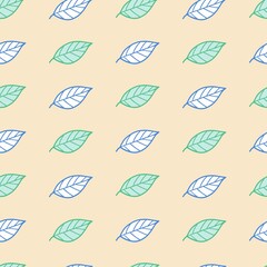 Vector Graphic Seamless Pattern with Leaves Vector Graphic Art