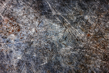 Dark metal background. Scratched iron surface. Metal rust texture. Grunge peeling paint background. Dirty industrial steel pattern. Corroded iron surface. Grainy metal texture. Worn vintage design.