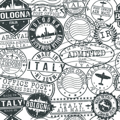 Bologna Italy Stamps Background. City Stamp Vector Art. Postal Passport Travel. Design Set Pattern. © josepperianes