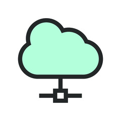 Vector illustration of high-tech technology coloured icon. Cloud computing icon.