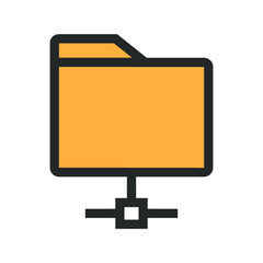 Vector illustration of high-tech technology coloured icon. Folder icon.
