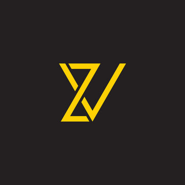 letter zv simple overlapping flat line geometric logo vector