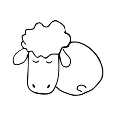 Vector image of a sleeping lamb on a white background 