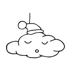 Vector image of sleeping cloud on white background