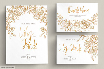 Fototapeta na wymiar hand drawn floral invitation card set