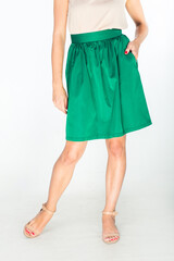 woman in green dress