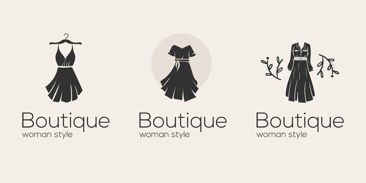 Set of abstract modern woman fashion logo template suitable for boutique