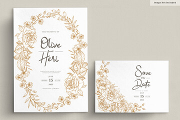 hand drawn floral invitation card set