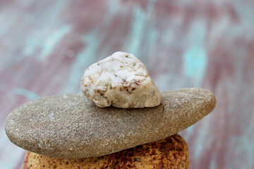 mineral stone on a wooden board