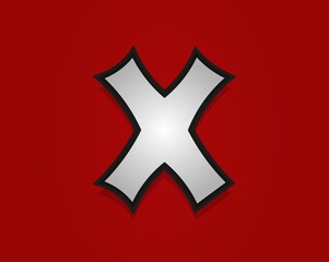 X letter Rock & Roll font. Classic, retro vintage 1970s design. Vector font for rock music poster, vintage label and more