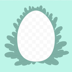 Easter egg frame with leaves cut out inside.