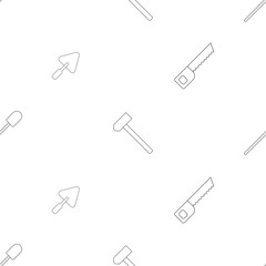 Seamless patterns. Doodle construction tools isolated on white background. Vector illustration.