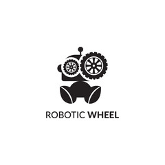 Robotic wheel logo design vector template