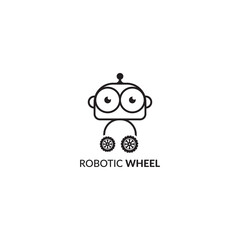 Obraz premium Robotic wheel logo design vector template